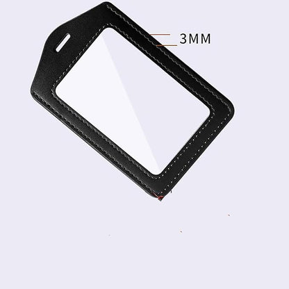 5 PCS Leather Waterproof Clear ID Badge Holder with Black Lanyards for Offices Staff Students Employees