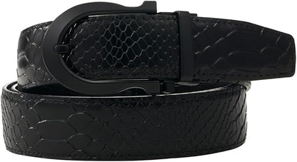 Tonywell Men's Ratchets Belt, Crocodile Embossed Texture, 1-3/8 Wide, Alligator Brown