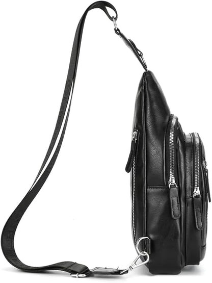 Crossbody Bags for Men Leather Sling Bags Mens Chest Bag Backpack Travel Hiking Fishing Outdoor Sports