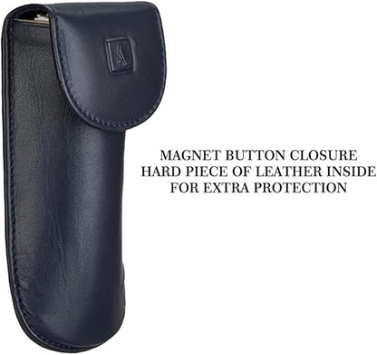 Adamis Full Grain Genuine Leather Spectacles Hard Shell Case for Men and Women