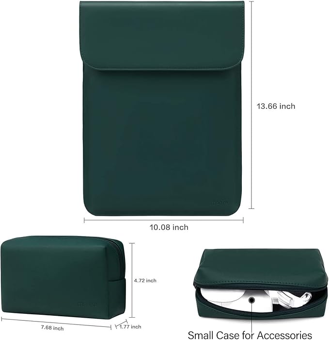 MOSISO Laptop Case 13.3 inch, 13-13.3 inch Laptop Sleeve Compatible with MacBook Neo 13 A18 Pro A3404 /Air 13/Pro 13/Pro 14 M5 M4 M3 M2 M1, Faux Suede Leather Case with Small Bag, Peacock Green