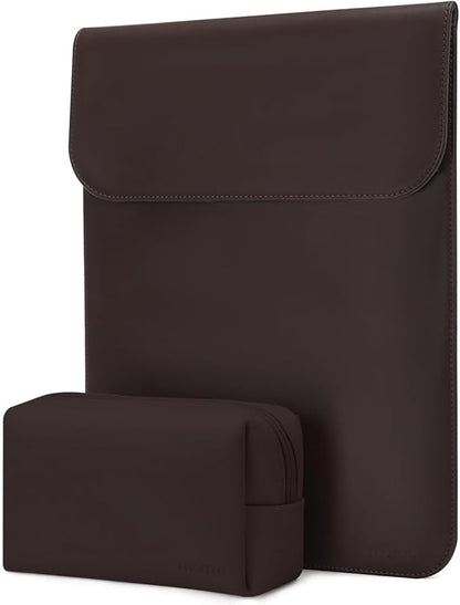 MOSISO Laptop Case 13.3 inch, 13-13.3 inch Laptop Sleeve Compatible with MacBook Neo 13 A18 Pro A3404 /Air 13/Pro 13/Pro 14 M5 M4 M3 M2 M1, Faux Suede Leather Case with Small Bag, Chestnut Brown