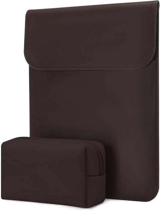 MOSISO Laptop Case 13.3 inch, 13-13.3 inch Laptop Sleeve Compatible with MacBook Neo 13 A18 Pro A3404 /Air 13/Pro 13/Pro 14 M5 M4 M3 M2 M1, Faux Suede Leather Case with Small Bag, Chestnut Brown