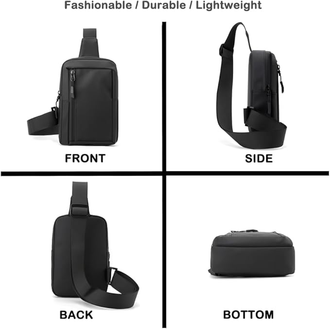 Sireck Crossbody Bag,Cross Body Fanny Packs for Men Women Trendy,Black Small Sling Phone Chest Bag for Workout Running