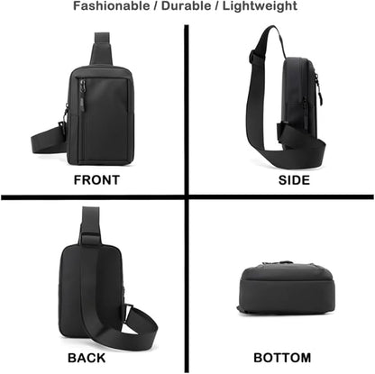 Sireck Crossbody Bag,Cross Body Fanny Packs for Men Women Trendy,Black Small Sling Phone Chest Bag for Workout Running