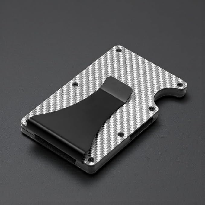 Leatherboss Wallet for Men RFID Blocking Minimalist Metal Card Holder with Money Clip Holds Credit Cards and Cash (Gray Carbon)