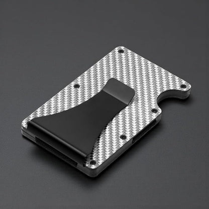Leatherboss Wallet for Men RFID Blocking Minimalist Metal Card Holder with Money Clip Holds Credit Cards and Cash (Gray Carbon)