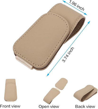 Sunglass Holder for Car Sun Visor, Magnetic Eyeglass Hanger Clip for Car Visor, Leather Car Glasses Mount, Car Interior Visor Accessories (Beige-1Pcs)