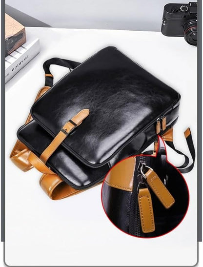 Business leather backpack casual laptop backpack