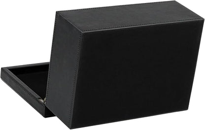 HofferRuffer Faux Leather Decorative Box, Large Wooden Structure Keepsake Box Accessory Organizer Jewelry Organizer with Hinged Lid, Storage Container for Home or Office (Black)