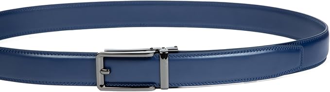 Founders & C Men's Leather Ratchet Comfort Click Belt Dress with Slide Buckle -Adjustable Trim to Fit
