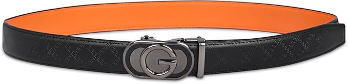 Aurolran Men&Womens Leather Dress Belt Business Automatic Buckle Belt Color-Black Silver Gold