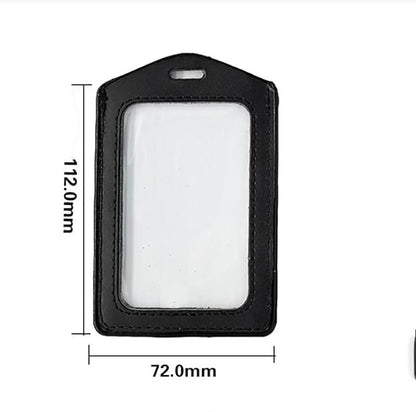 5 PCS Leather Waterproof Clear ID Badge Holder with Black Lanyards for Offices Staff Students Employees
