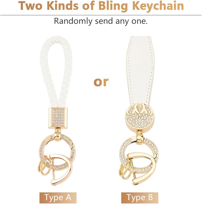 PIFOOG Key Fob Cover for Kia Optima Soul Sportage Sorento Forte Rio Niro Accessories Bling Keychain Soft TPU Car Keys Case Shell 4 Buttons Protector Girly Women Cute White Gold