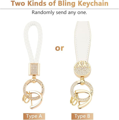 PIFOOG Key Fob Cover for Kia Optima Soul Sportage Sorento Forte Rio Niro Accessories Bling Keychain Soft TPU Car Keys Case Shell 4 Buttons Protector Girly Women Cute White Gold