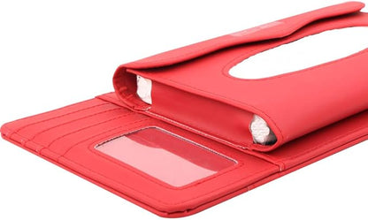 Car Sun Visor Organizer,Tissue Holder Multifunctional Tissue Box Glasses Holder Card Package CD Bag,Red