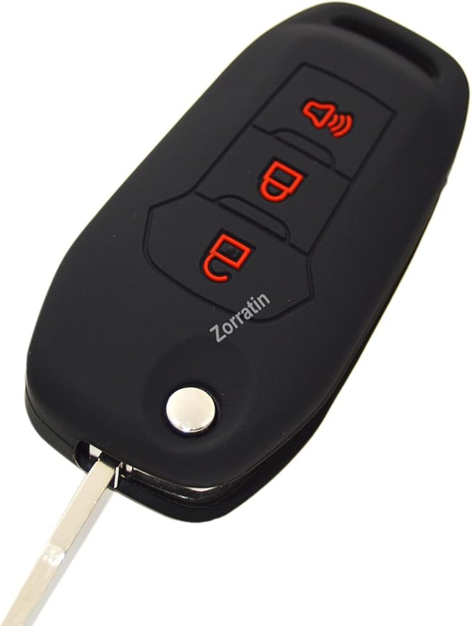 Silicone Key Fob Cover Remote Protector for Ford F150 F250 F350 F450 F550 Raptor Ranger Transit Fusion Bronco EcoSport Escape Explorer Expedition Lightning Maverick XLT (Flip Key)