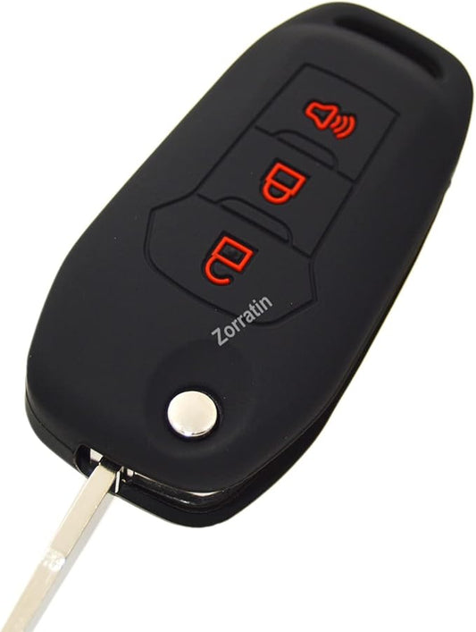 Silicone Key Fob Cover Remote Protector for Ford F150 F250 F350 F450 F550 Raptor Ranger Transit Fusion Bronco EcoSport Escape Explorer Expedition Lightning Maverick XLT (Flip Key)