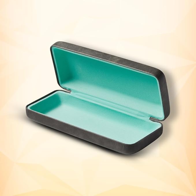 Premium Curved Rectangular Glasses Case, Hard Shell PU Leather Eyewear Holder. Magnetic Closure.