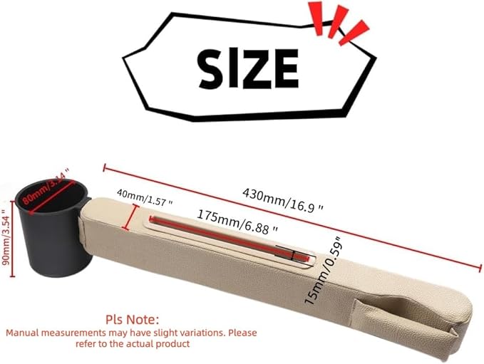 Car Seat Gap Filler 2 Pack,Car Seat Gap Filler Organizer,Car Seat Gap Plug with Storage Slot,3 in 1 Car Seat Gap Filler with Cup Holder,Prevent Small Items from Falling(Beige)