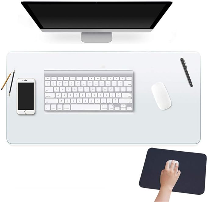 24 X 60 Inch XL Desk Pad Protector Clear Desk Mats Blotter on Top of Desks for Laptop Computer Keyboard PVC Vinyl Large Desktop Writing Mat Cover With Mouse Pad Transparent Waterproof Wipeable Plastic