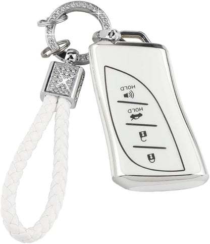 PIFOOG for Lexus Key Fob Cover Bling Keychain TPU Car Keys Case Shell Protector Protection for Lexus GX ES NX LC RC LS UX Accessories 4 Buttons Girly Women Cute