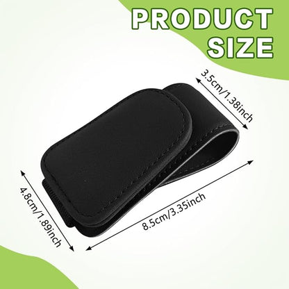 Sunglass Holder for Car, Sunglasses Clip for Car Visor, Magnetic Leather Vehicle Eyeglass Hanger Clip, Auto Ticket Card Glasses Organizer Clamp Accessories for SUV Sedan (Black)
