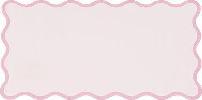 Ralxion Pink Scalloped Desk Mat, 31.5" x 15.7", PU Leather, Waterproof Anti-Slip, Cute Aesthetic Desk Pad for Office/Home/Game/Vanity Large