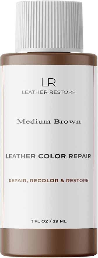 Leather Color Repair, Medium Brown 1 OZ - Repair, Recolor and Restore Couch, Furniture, Auto Interior, Car Seats, Vinyl and Shoes