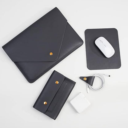 Laptop Sleeve 15 Inch Compatible with New MacBook Pro 15, New MacBook Pro 16 A2991, Surface Book 15, Dell XPS 15 with Small Pouch, Mouse Pad and Cord Organizer, Color Dark Grey