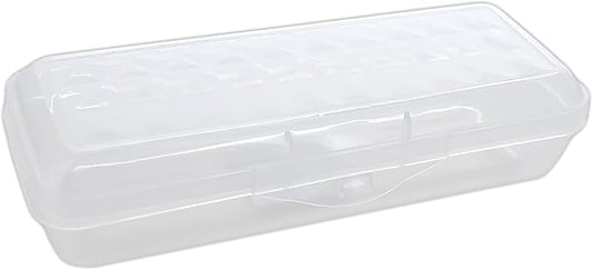 BAZIC PRODUCTS Plastic Pencil Case, Multi Purpose Organizer & Supply Holder, Clear Box Design, Durable Plastic Storage for School, Office, Classroom & Craft Supplies, 1-Pack