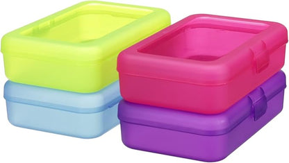 Amazon Basics Large Pencil Cases,Storage Organizer,Durable Plastic School Supply Box,Multi-Color Student Organization for Office,College & Classroom Supplies,(Pack of 48)