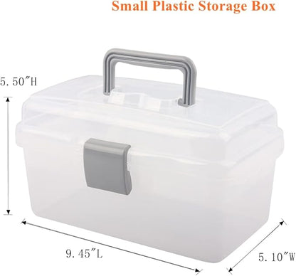 BangQiao Multipurpose Plastic Storage Container Box with Handle and Latch Lock, Clear Gray