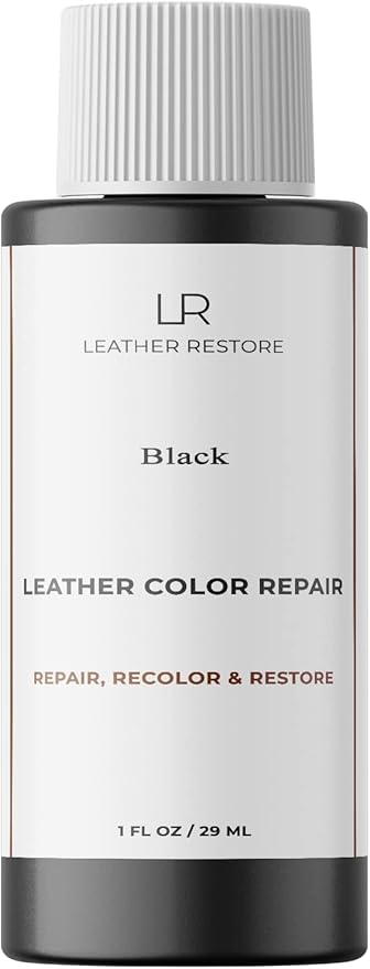 Leather Color Repair, Black 1 OZ - Repair, Recolor and Restore Couch, Furniture, Auto Interior, Car Seats, Vinyl and Shoes