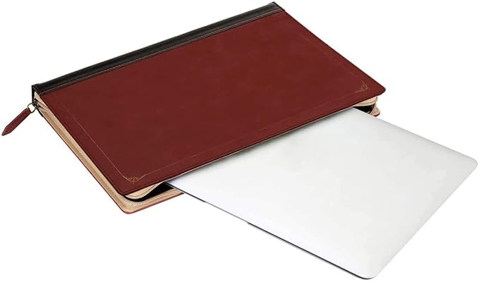 MOSISO Compatible with MacBook Pro 16 inch Case 2025-2021 M4 A3403 A3186 M3 A2991 M2 A2780 M1 A2485/2019 2020 A2141,PU Leather Laptop Sleeve Vintage Retro Zippered Portfolio Protective Cover,Wine Red