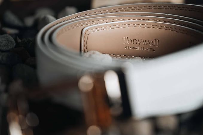 Tonywell Mens Leather Ratchet Belts with Click Buckle Perfect Fit Dress Belt 30mm Wide