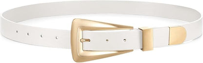 Women's Leather Belts for Jeans Pants Fashion Leather Waist Belt Ladies Dress Belts with Gold/Silver Buckle