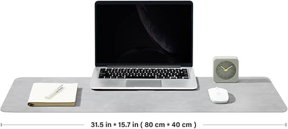 Distressed Leather Desk Mat - Non-Slip PU Desk Pad for Office and Home - Desk Organization and Accessories - Ideal for Large Mouse Pad and Desk Mats on Top of Desks(Ash Gray,31.5"x 15.7")