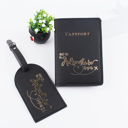 Belsmi Passport and Luggage Tags Set Travel Suitcase Tag (Black Pink)
