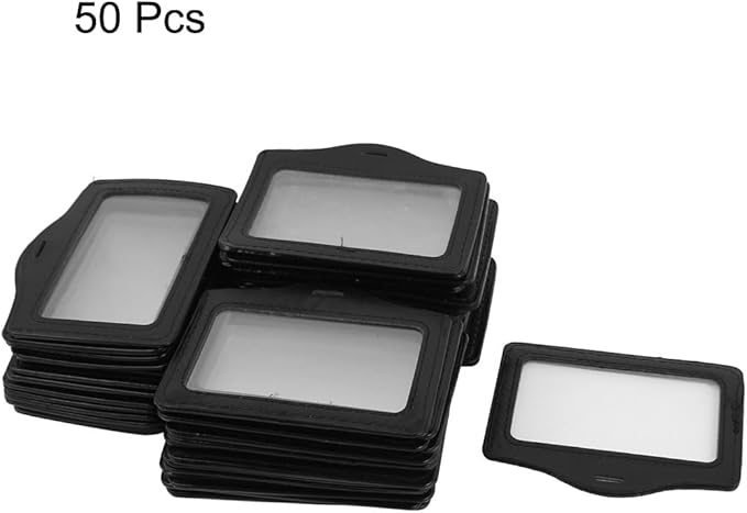 uxcell Faux Leather Office Horizontal Business ID Badge Card Holder Container 50 PCS Black