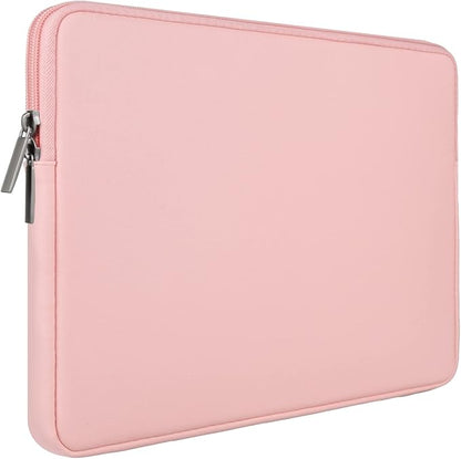 RAINYEAR 16 Inch Laptop Sleeve Soft PU Leather Case Protective Water Resistant Zipper Padded Cover Carrying Computer Bag Compatible with 16" MacBook Pro/Max M1 M2 M3 M4 M5(Pink)