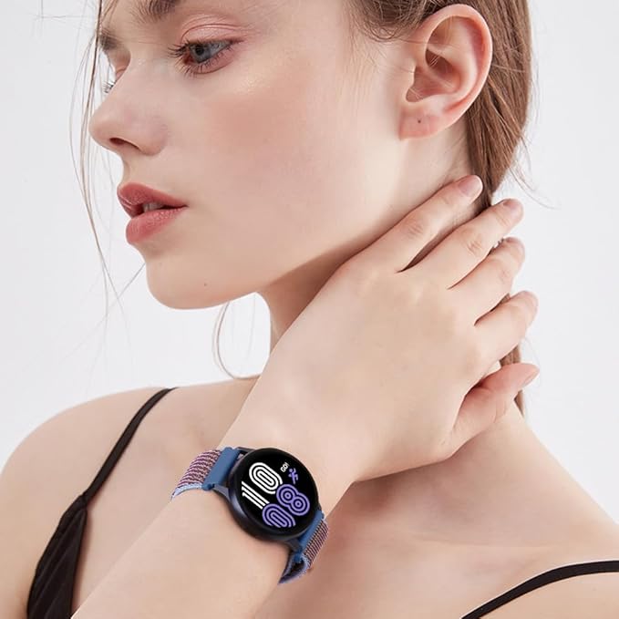 22mm Nylon Quick Release Watch Band Compatible with Samsung Galaxy Watch 3 45mm/Gear S3 Frontier/Garmin Venu 4 45mm/3 45mm/2/Vivoactive 4/Forerunner 570(47mm)/255/265/Amazfit Helio/Bip 6/5/Balance 2