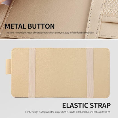 Car Sun Visor Organizer Auto Car Visor Pocket and Interior Accessories Car Storage Organizer with Multi-Pocket Net Zippers (Style 1-Beige)