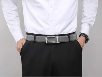 Founders & C Men's Leather Ratchet Comfort Click Belt Dress with Slide Buckle -Adjustable Trim to Fit