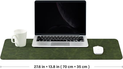 Distressed Leather Desk Mat - Non-Slip PU Desk Pad for Office and Home - Desk Organization and Accessories - Ideal for Large Mouse Pad and Desk Mats on Top of Desks(Forest Green,27.6"x 13.8")