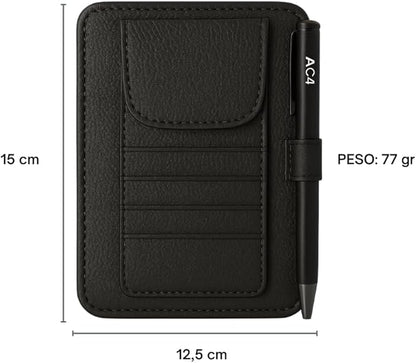 AC4 Compact Sun Visor Organizer for Car – Slim Design with Built-In Pen Holder + FREE Pen, Card & Sunglasses Storage, Universal Fit for Cars, Trucks & SUVs