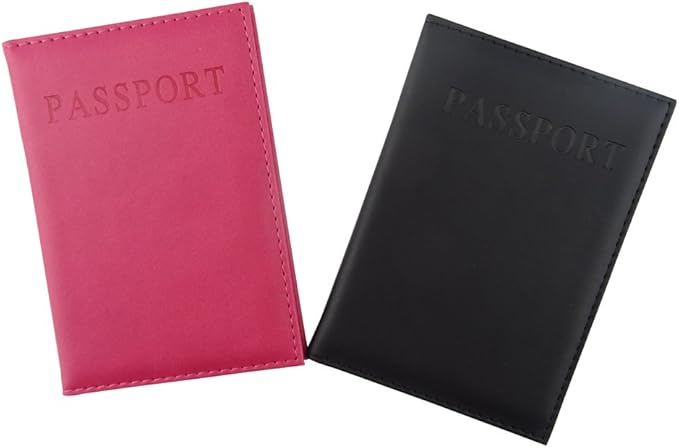 Honbay 2PCS Artificial Leather Passport Holder Cover Passport Case for Men and Women