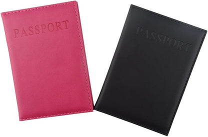 Honbay 2PCS Artificial Leather Passport Holder Cover Passport Case for Men and Women