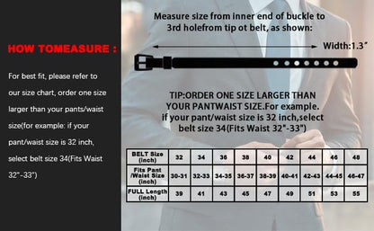 Bighake Men's Genuine Leather Dress Belt, Handmade Leather Jeans Belt for Men Work Business and Casual