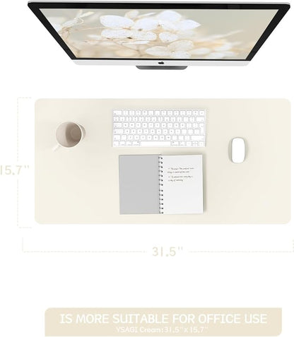 YSAGi Non-Slip Leather Desk Pad, Desk Matt for Desktop, Waterproof Laptop Computer Keyboard Mat, Table Protector Blotter Mat, Large Mouse Pad for Office/Work/Home/Decor(Cream, 31.5" x 15.7")